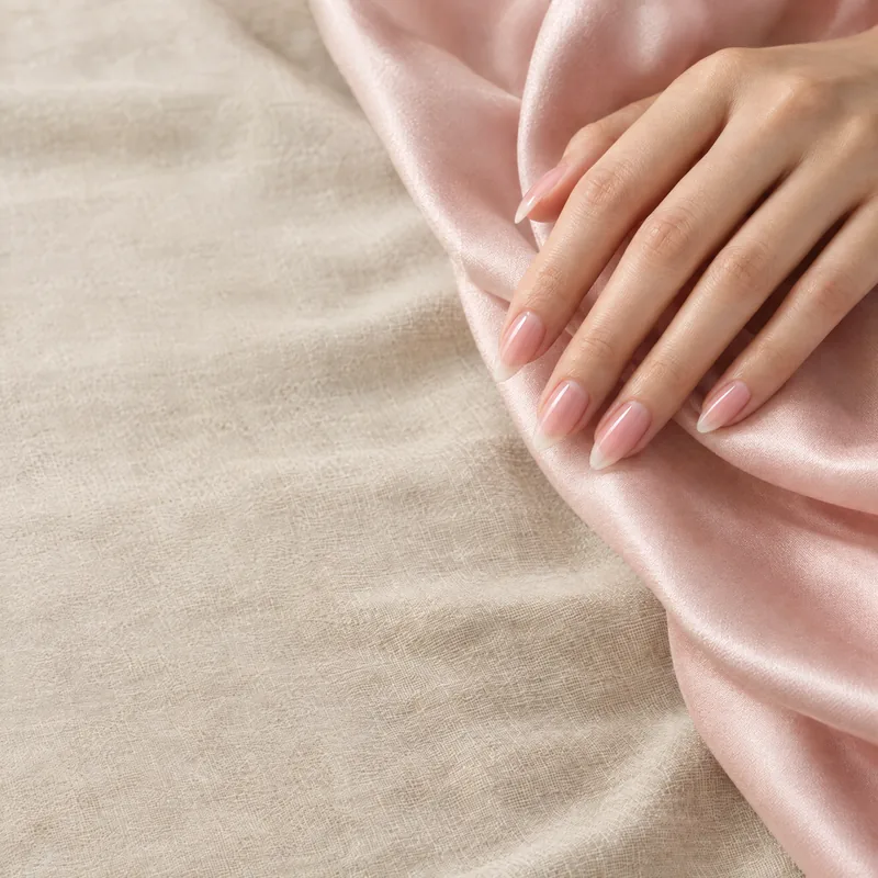 أظافر طبيعية طويلة وقوية بلون وردي طبيعي، صورة توضيحية